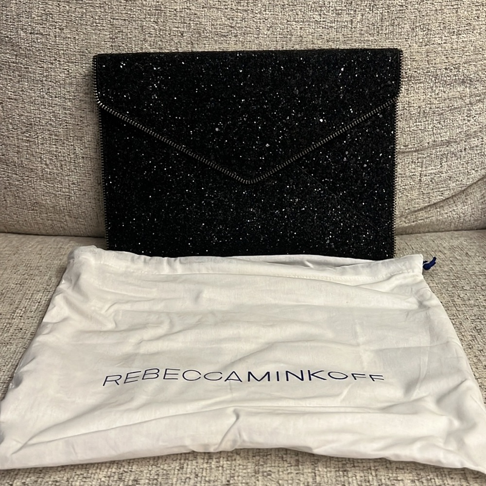 Rebecca Minkoff Leo Clutch, Black Glitter